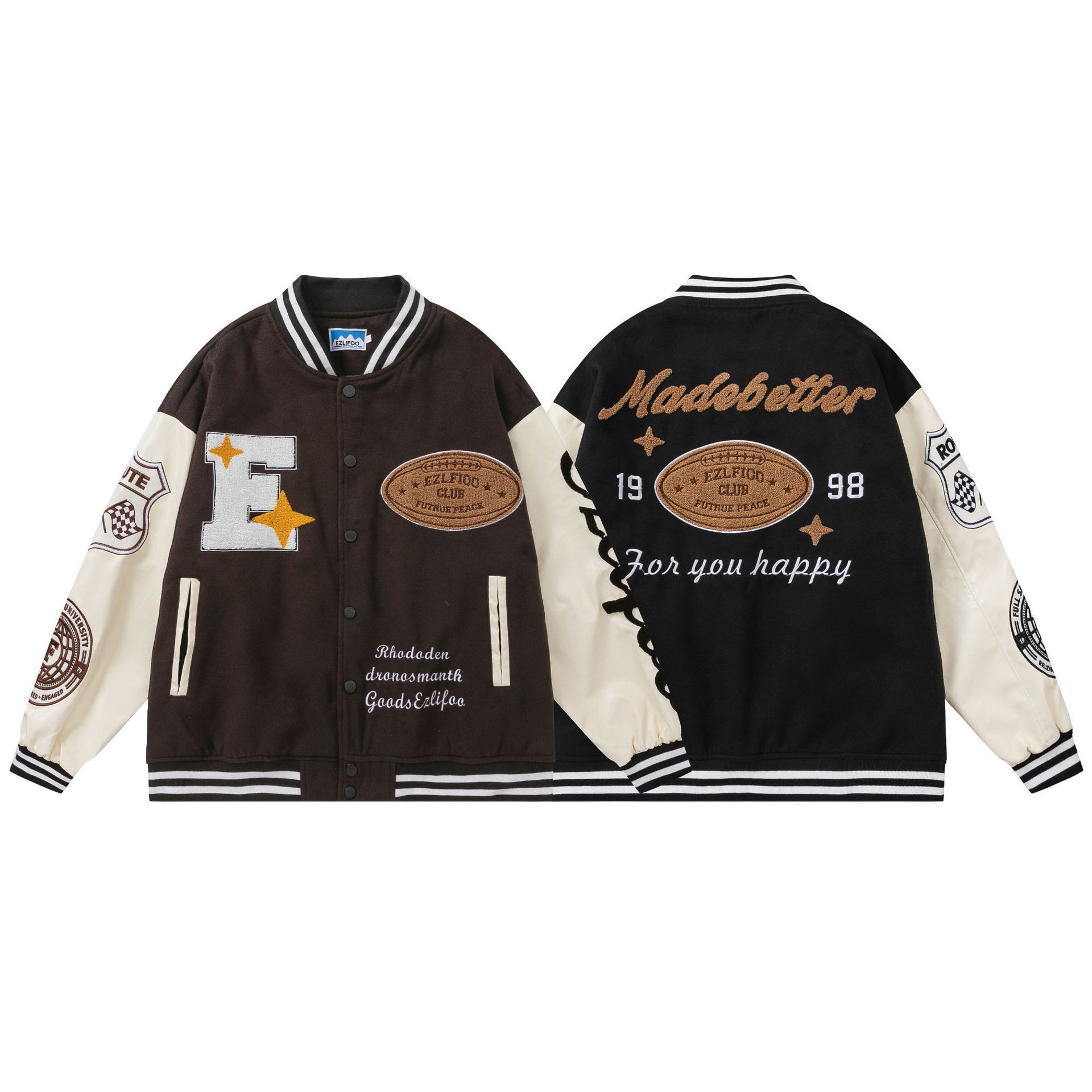 Retro Heavy Industry Towel Embroidered Baseball Jacket Unisex Loose Jacket