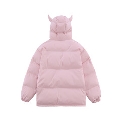 Streetwear Cornered Windproof Mask Hooded Padded Jacket Unisex Loose Down Jacket
