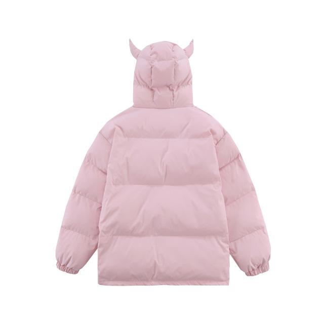 Streetwear Cornered Windproof Mask Hooded Padded Jacket Unisex Loose Down Jacket