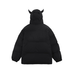 Streetwear Cornered Windproof Mask Hooded Padded Jacket Unisex Loose Down Jacket