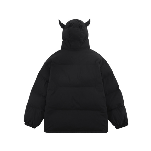 Streetwear Cornered Windproof Mask Hooded Padded Jacket Unisex Loose Down Jacket