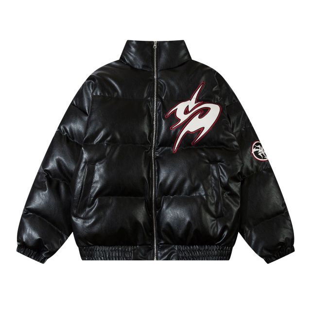 Streetwear letter flame bread jacket for men and women loose thickened down jacket