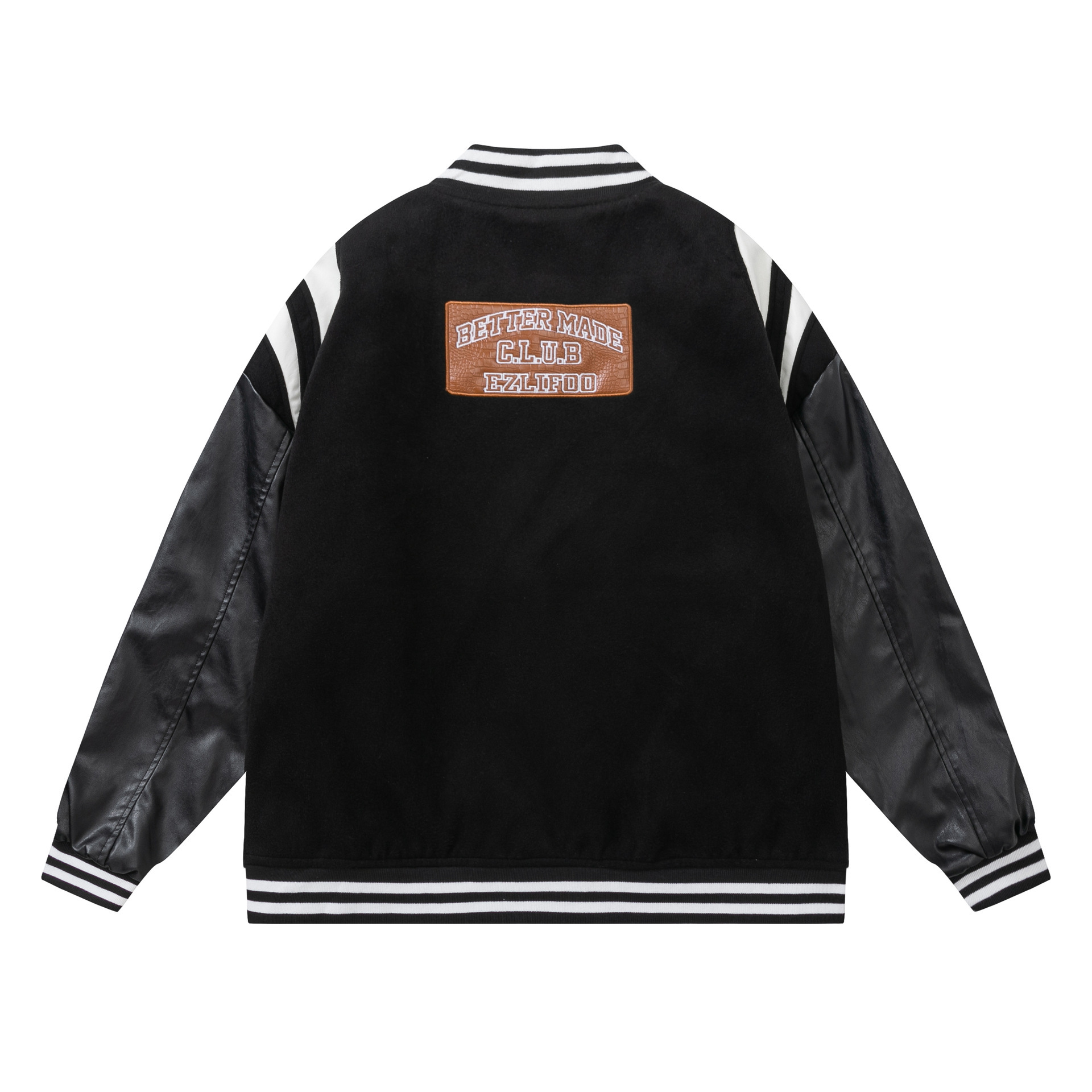 Hip-hop motorcycle baseball jacket unisex furry leather sleeve jacket racing suit