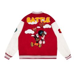 Retro Fun Cartoon Letters Towel Embroidered Loose Baseball Jacket