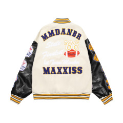 Retro college style baseball uniforms for men and women terry embroidered jackets