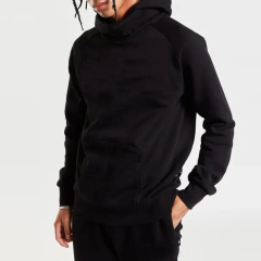 Men's New Design High Collar Trend Hip-hop Sweatshirt Tracksuits Sport Wear Zipper Pocket Hood Sweatsuit 2 Pcs Jogger Set