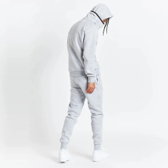 Men's New Design High Collar Trend Hip-hop Sweatshirt Tracksuits Sport Wear Zipper Pocket Hood Sweatsuit 2 Pcs Jogger Set