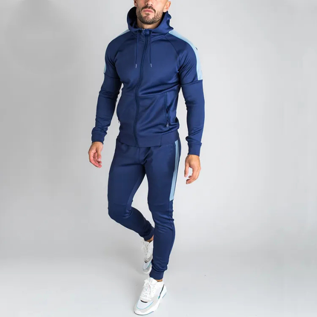 Custom Gym Sportswear Fleece Tech Two Piece Jogging Suits Custom Mens Plain Striped Tracksuit Set For Men