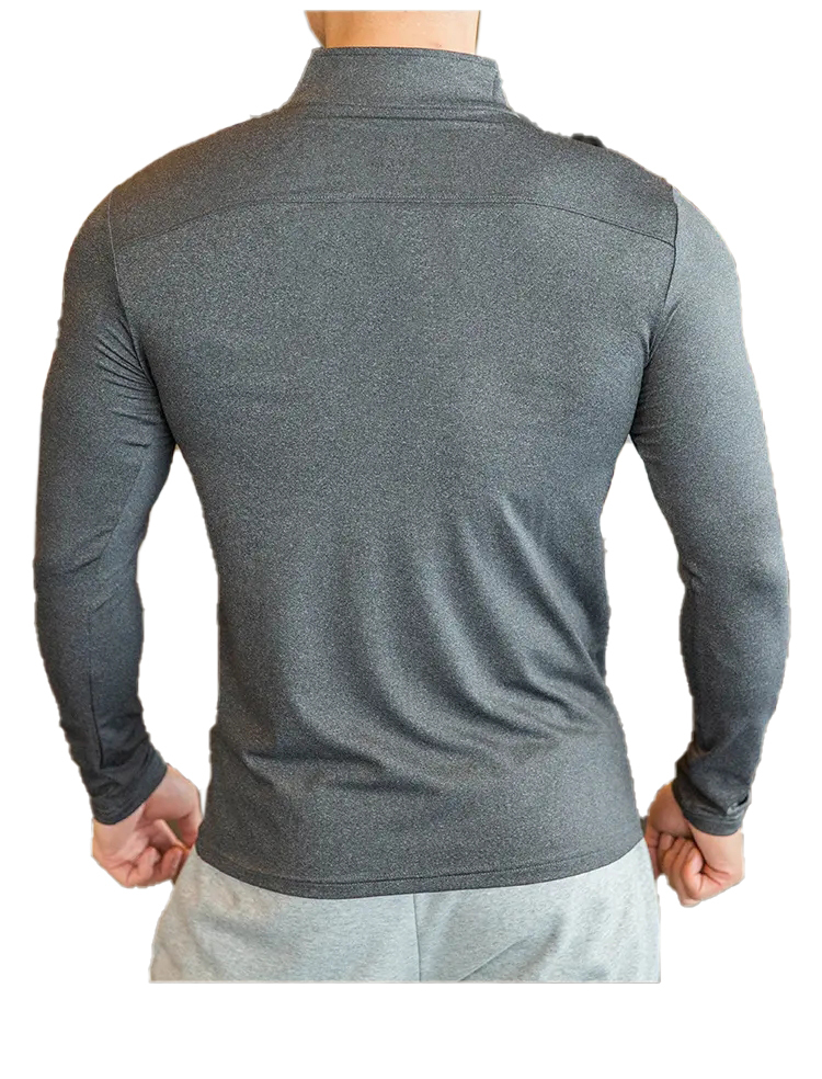 High Quality Custom Logo Gym Activewear Men Compression Fitness T Shirt Long Sleeve Half Zip Gym Blank Men's Polyester T-shirts