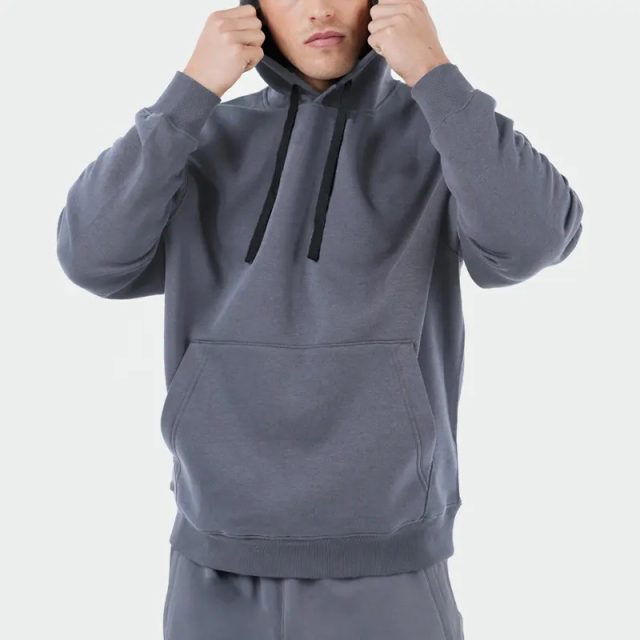 Manufacturers Cotton Polyester Ribbed Fabric Custom Silicone Logo Printing Fitness Sports Men Gym Hoodies