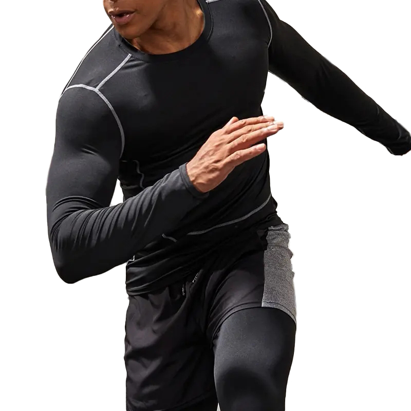 Custom Mens New Workout Tops Long Sleeve Slim Fit Dry Fit Compression Shirt Running T Shirt For Gym