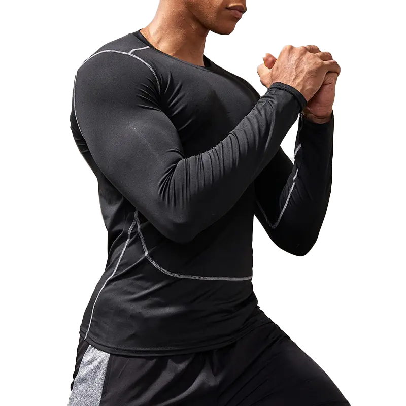 Custom Mens New Workout Tops Long Sleeve Slim Fit Dry Fit Compression Shirt Running T Shirt For Gym
