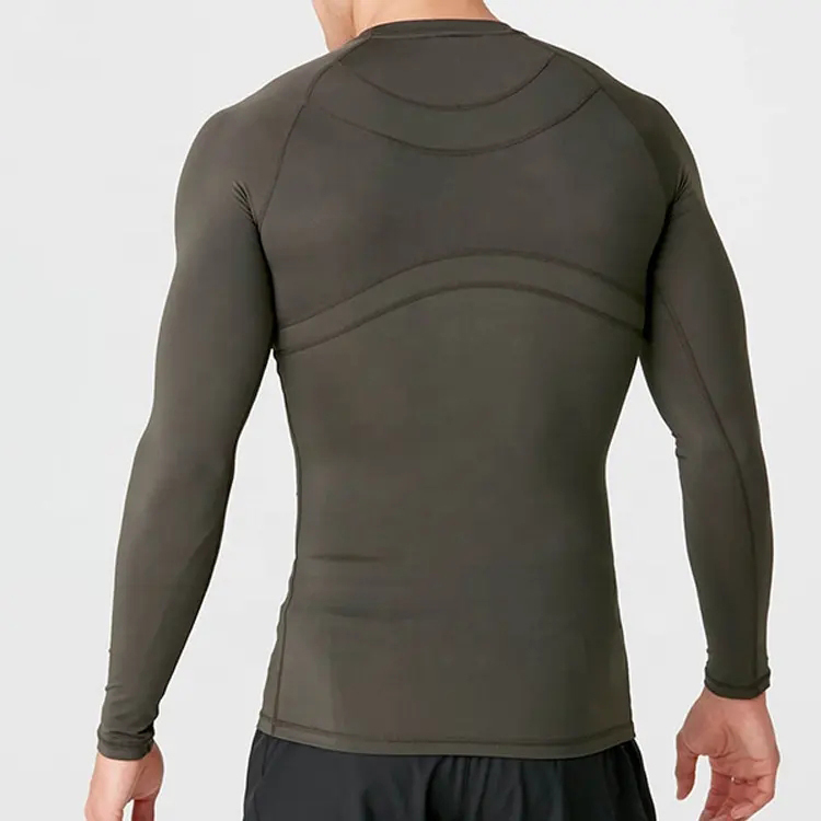 High Quality Dry Fit Men Fitness Compression Muscle Fit Gym Polyester Sports Long Sleeve T Shirt