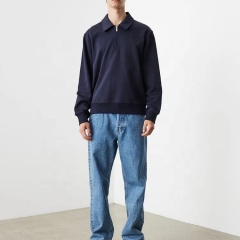 Oem Men's Quarter Zipper Sweatshirt Custom Logo High Quality Polo Zip Neck Mens Sweatshirts