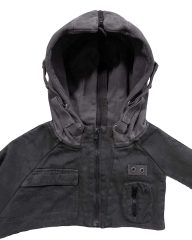 High Quality Cargo Hoodies Multi Pockets Design Side Zip On Sleeves Vintage Acid Washed Full Zip Hoodies For Men