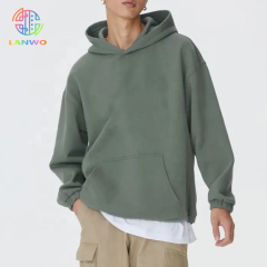 Custom Cotton Soft Brushed Inside Oversize Kangaroo Pocket Elastic Drawstring Hem Hoodie