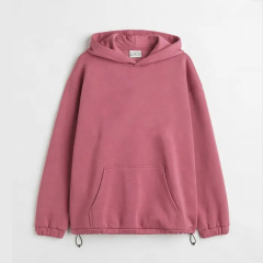 Custom Cotton Soft Brushed Inside Oversize Kangaroo Pocket Elastic Drawstring Hem Hoodie