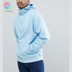 Custom Oem Design Men Turtleneck Hoodies Pullover Sky Blue Hoodies