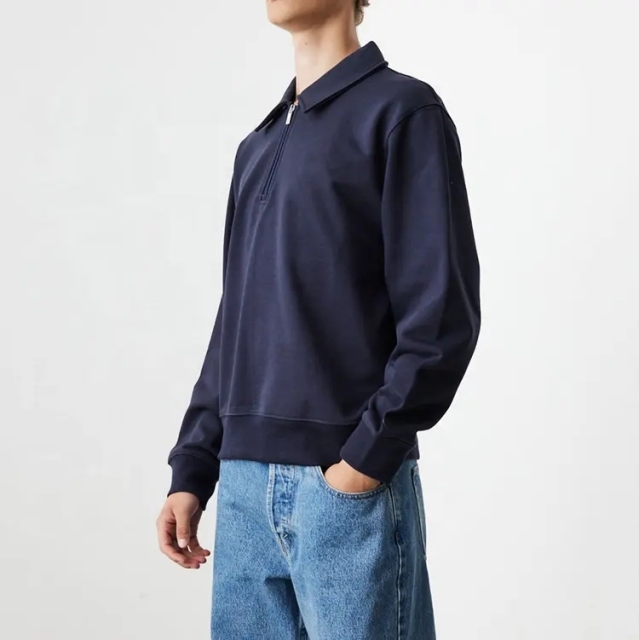 Oem Men's Quarter Zipper Sweatshirt Custom Logo High Quality Polo Zip Neck Mens Sweatshirts