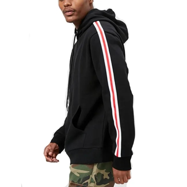 Wholesale Men Oversize Drop Shoulder Sleeve Hip Hop Street Stripe Hoodie