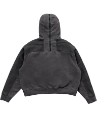 High Quality Cargo Hoodies Multi Pockets Design Side Zip On Sleeves Vintage Acid Washed Full Zip Hoodies For Men