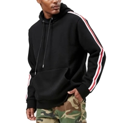 Wholesale Men Oversize Drop Shoulder Sleeve Hip Hop Street Stripe Hoodie