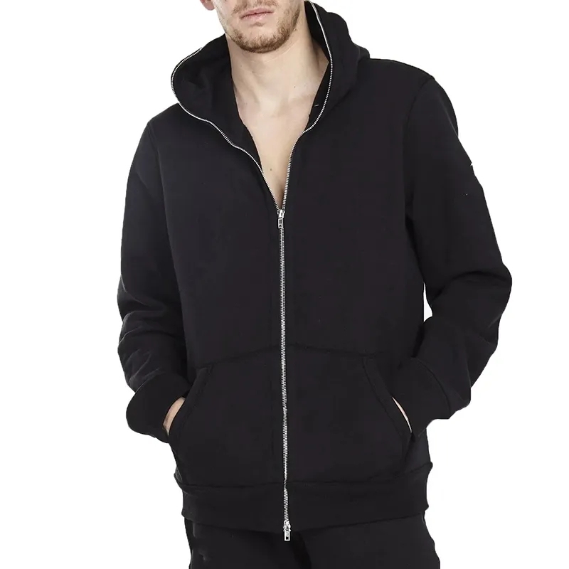 Custom Logo Oem New Design 100% Cotton Pullover Solid Full Zip Up Hoodie