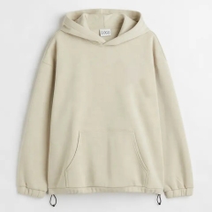 Custom Cotton Soft Brushed Inside Oversize Kangaroo Pocket Elastic Drawstring Hem Hoodie