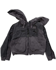 High Quality Cargo Hoodies Multi Pockets Design Side Zip On Sleeves Vintage Acid Washed Full Zip Hoodies For Men