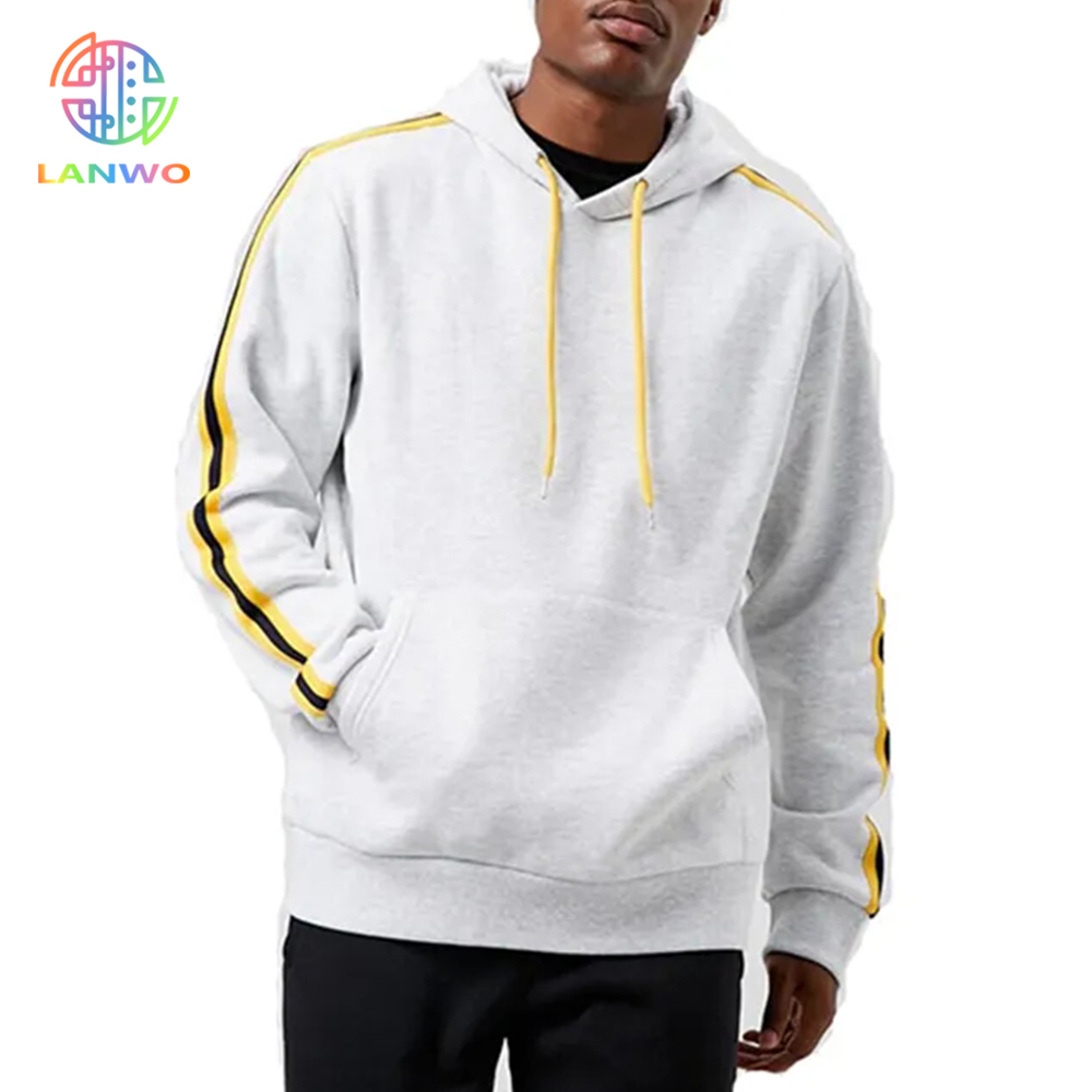 Wholesale Men Oversize Drop Shoulder Sleeve Hip Hop Street Stripe Hoodie