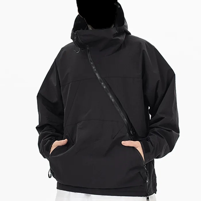 Wholesale Blank Motorcycle Jacket Plus Size Men's Jackets Unique Design Curved Zipper Hooded Jacket