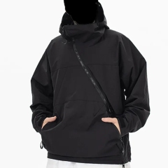 Wholesale Blank Motorcycle Jacket Plus Size Men's Jackets Unique Design Curved Zipper Hooded Jacket