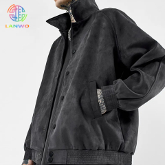 Custom Street Style Oversized Fashion Men's Jacket Foam Suede Heavy Zip Windbreaker Hoodie