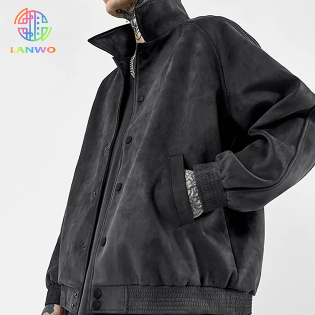 Custom Street Style Oversized Fashion Men's Jacket Foam Suede Heavy Zip Windbreaker Hoodie