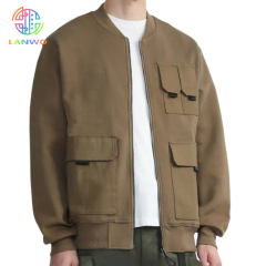 Wholesale Custom Zip Up Tactical Outdoor Windproof Cargo Men's Bomber Baseball Jacket With Multi Pocket