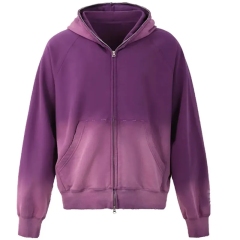 Street Style Vintage Distressed Acid Wash Zip Up Hoodie Fleece Cotton Terry Acid Wash Custom Zip Up Hoodie For Men