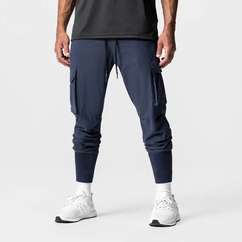 Custom Men's Sports Cargo Pantargo Pants With Side Pockets Nylon Linen Pants Men's Gym Cargo Pants Men Long Trousers