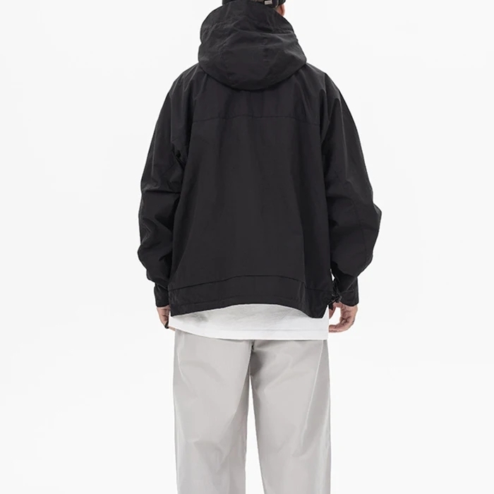 Wholesale Blank Motorcycle Jacket Plus Size Men's Jackets Unique Design Curved Zipper Hooded Jacket