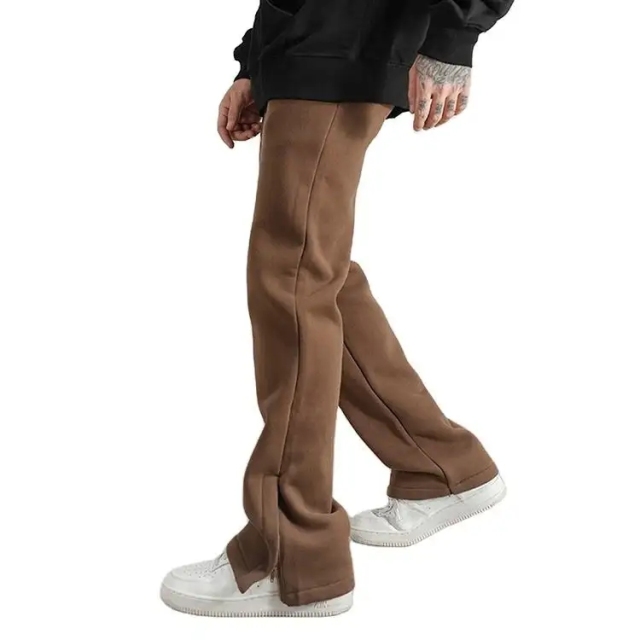 High Quality Flare Pants Mens Sweatpants Unisex Slim Fit Heavyweight Blank Brown Jogging Flare Sweat Pants Men
