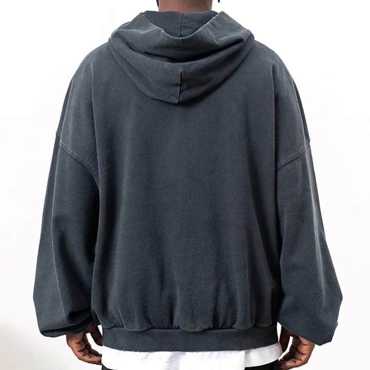Men High Quality Acid Wash Heavyweight Streetwear Heavy Cotton Pullover Custom Drop Shoulder Fleece Oversized Hoodie