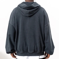 Men High Quality Acid Wash Heavyweight Streetwear Heavy Cotton Pullover Custom Drop Shoulder Fleece Oversized Hoodie