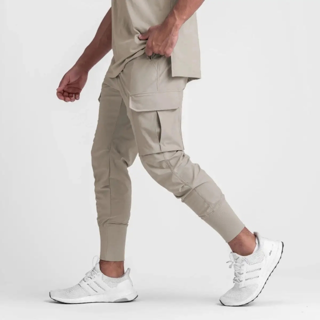 Custom Men's Sports Cargo Pantargo Pants With Side Pockets Nylon Linen Pants Men's Gym Cargo Pants Men Long Trousers