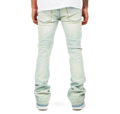 Custom Private Label Custom Distressed Ripped Men's Layered Jeans Men's Long Jeans