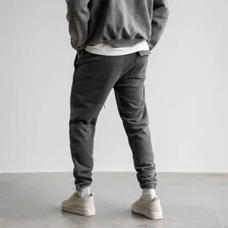 Manufacturer Custom 100% Cotton Sweatpants Vintage Black Acid Wash Joggers Men's Washed Sweatpants Streetwear Pants
