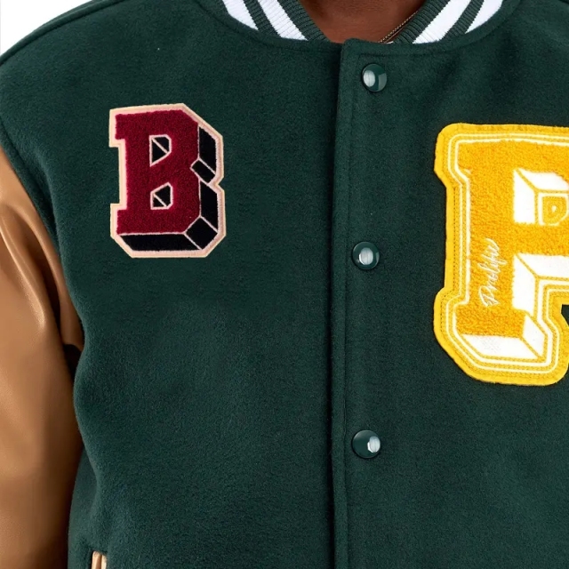 Custom Leather Sleeve Chenille Embroidery Patches Winter College Vintage Letterman Baseball Flight Bomber Varsity Jacket For Men