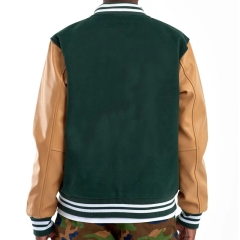 Custom Leather Sleeve Chenille Embroidery Patches Winter College Vintage Letterman Baseball Flight Bomber Varsity Jacket For Men