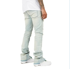 Custom Private Label Custom Distressed Ripped Men's Layered Jeans Men's Long Jeans