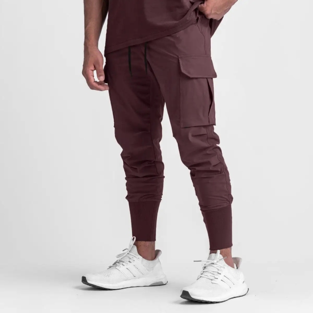 Custom Men's Sports Cargo Pantargo Pants With Side Pockets Nylon Linen Pants Men's Gym Cargo Pants Men Long Trousers