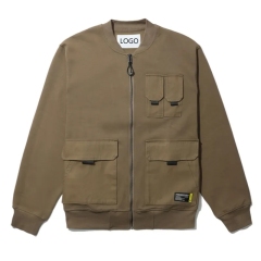 Wholesale Custom Zip Up Tactical Outdoor Windproof Cargo Men's Bomber Baseball Jacket With Multi Pocket