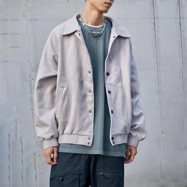 Custom Street Style Oversized Fashion Men's Jacket Foam Suede Heavy Zip Windbreaker Hoodie